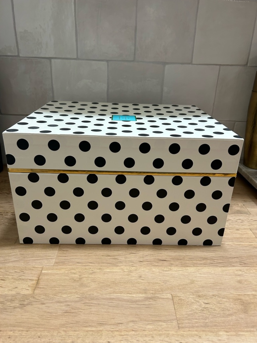 kate spade Black & White Polka Dot Decorative Storage Box with Gold Trim - Picture 5 of 6